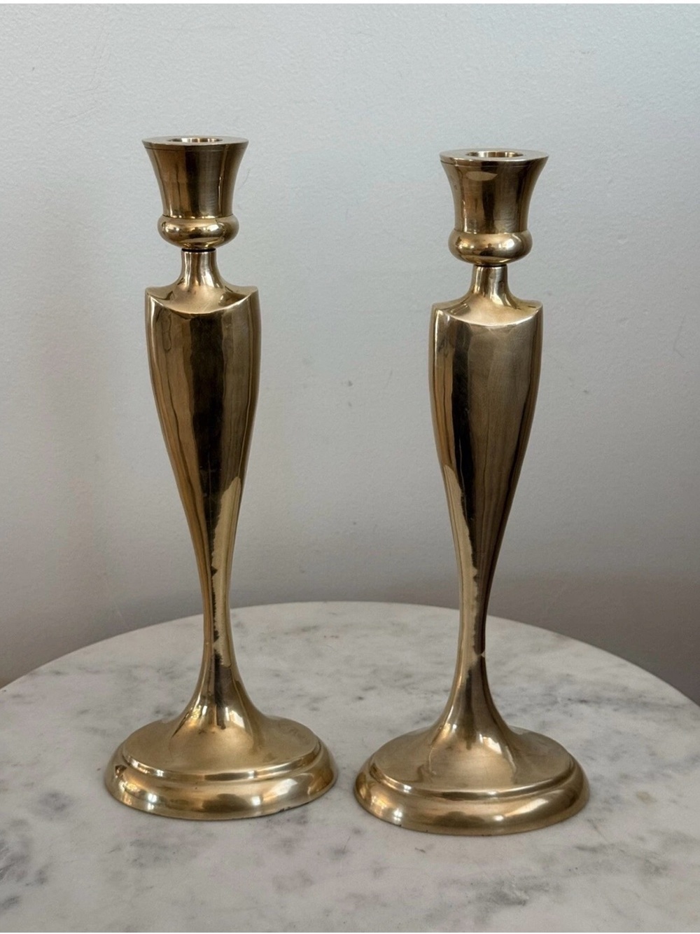 Bombay Polished Gold Brass Candlestick Pair